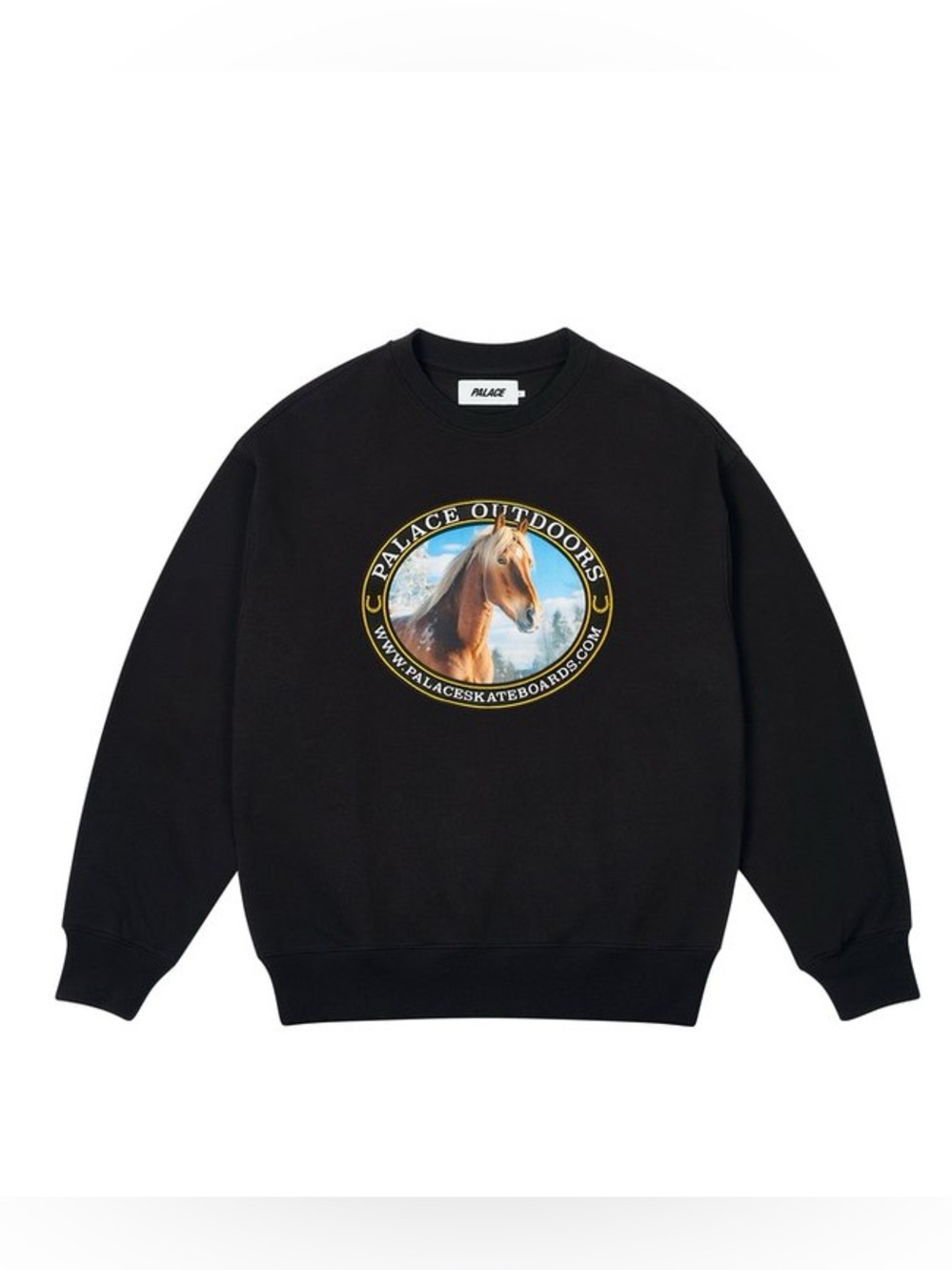 Palace Outdoors Crew Black Crewneck Equestrian Logo Sweatshirt Horse Graphic XL